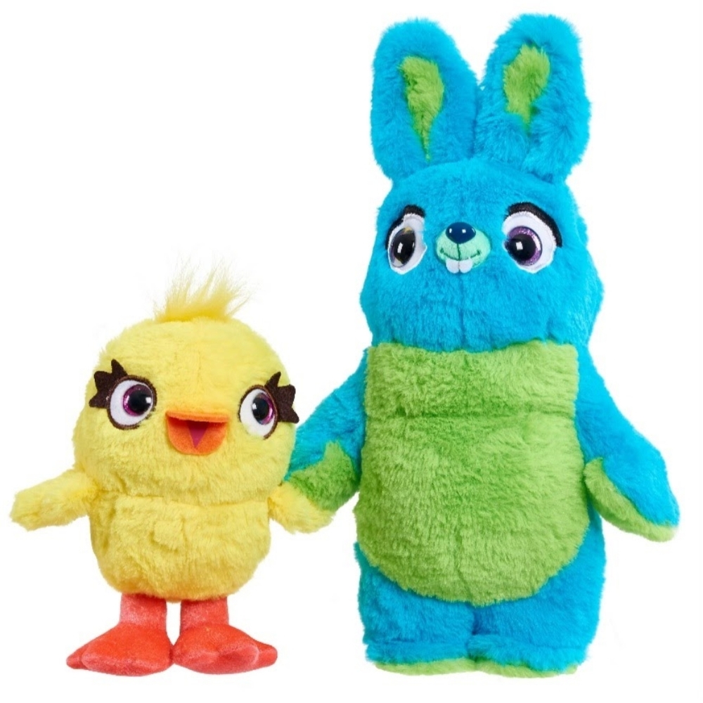 Disney 8 and 16-in plush talking Bunny and chicken from Toy Story 4.